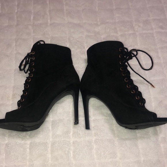 ANNE MICHELLE- sexy lace up peep toe boots - Picture 8 of 12